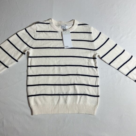 Boys Ivory & Navy Striped Cotton Pullover Sweater Size 7 Nordstrom Rack Casual S - Picture 1 of 6